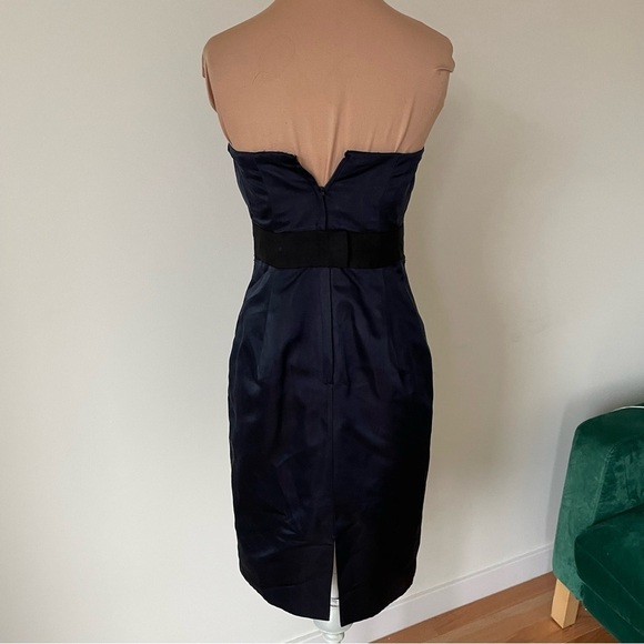 CHARLES CHANG LIMA Redux Silk Navy Blue Crumb Catcher Strapless Dress EUC Size 4 - Picture 3 of 10